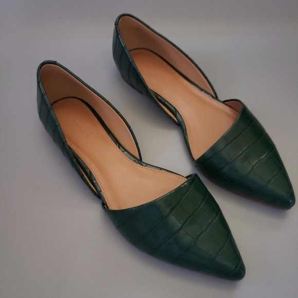 LKNW flawless j crew leather zoe crocodile-embossed d’Orsay flats 7 M - Picture 9 of 9